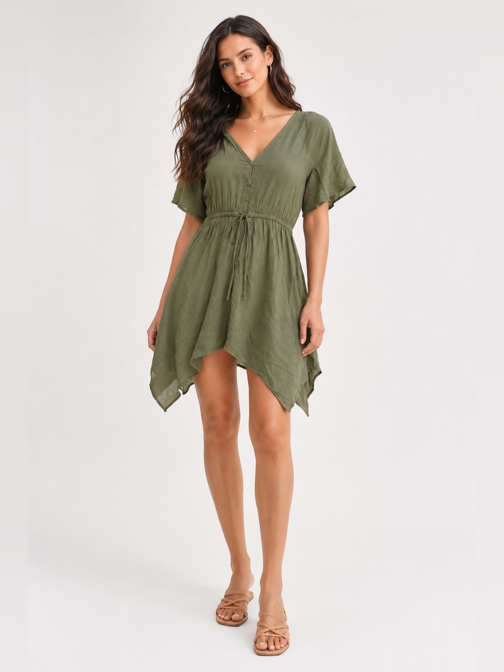 Torrid Green Swirl Dress Crisscross Back Plus Size 2 Flowy